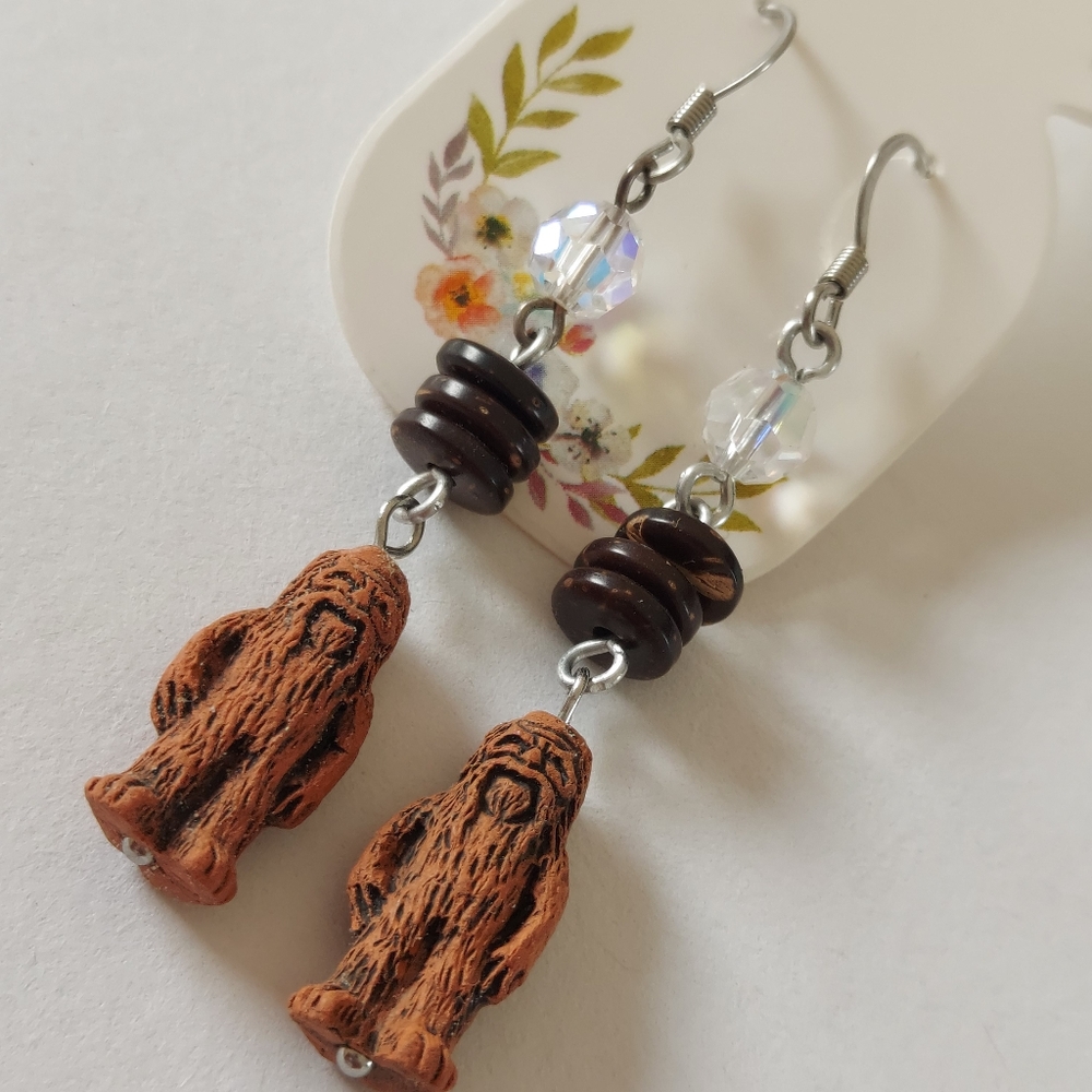 Handmade Ceramic Miniature Chewbacca Earrings